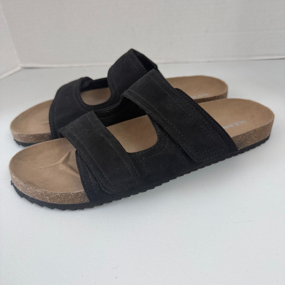 Old Navy Men's Black Faux Suede Double Strap Sandals Size 11 Cork Footbed